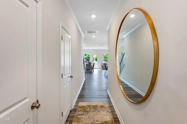 wooden floor with a mirror