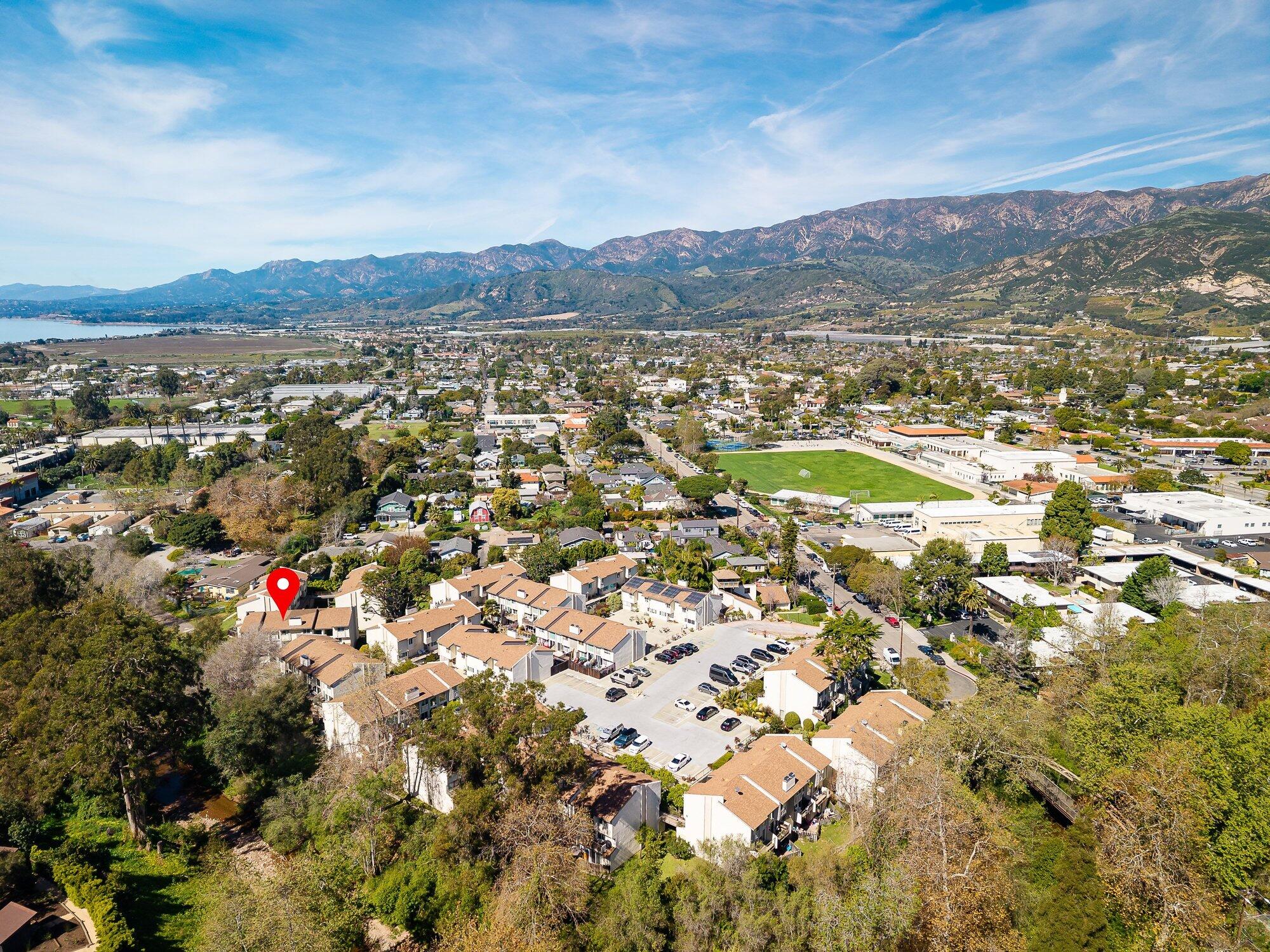 a view of city and mountain