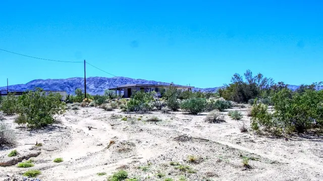 a view of a dry area with wooden fence