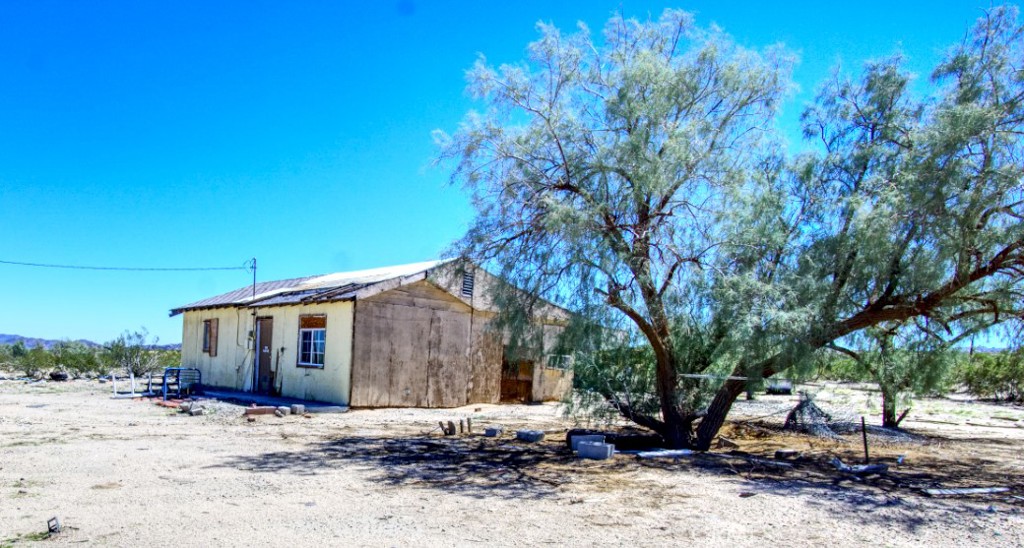 80422 Baseline Road Twentynine Palms, CA 92277 - Photo 17 of 30 a wooden house with a large tree in front of it