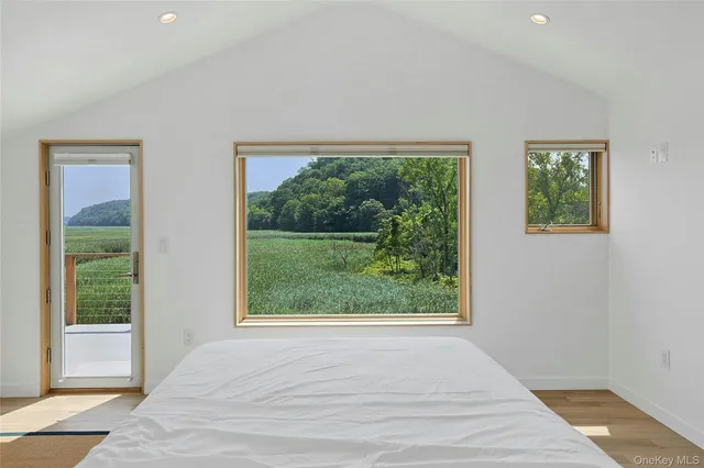 a view of a room that has a window in it