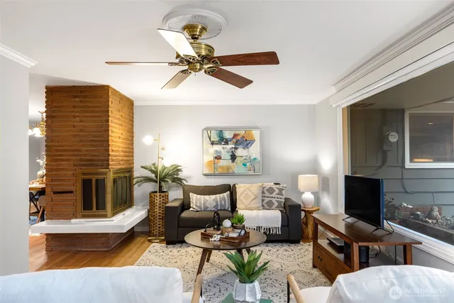 a living room with furniture