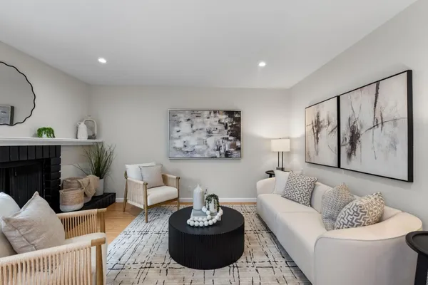 a living room with furniture and a couch