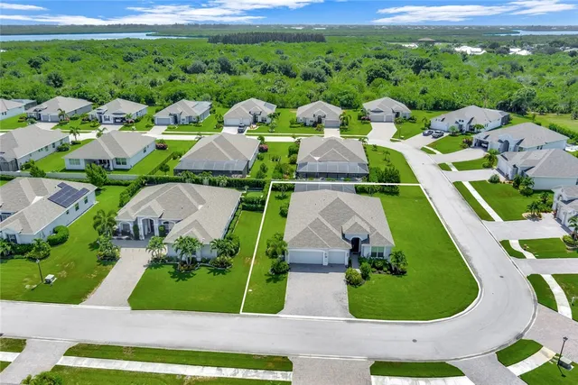 an aerial view of a house