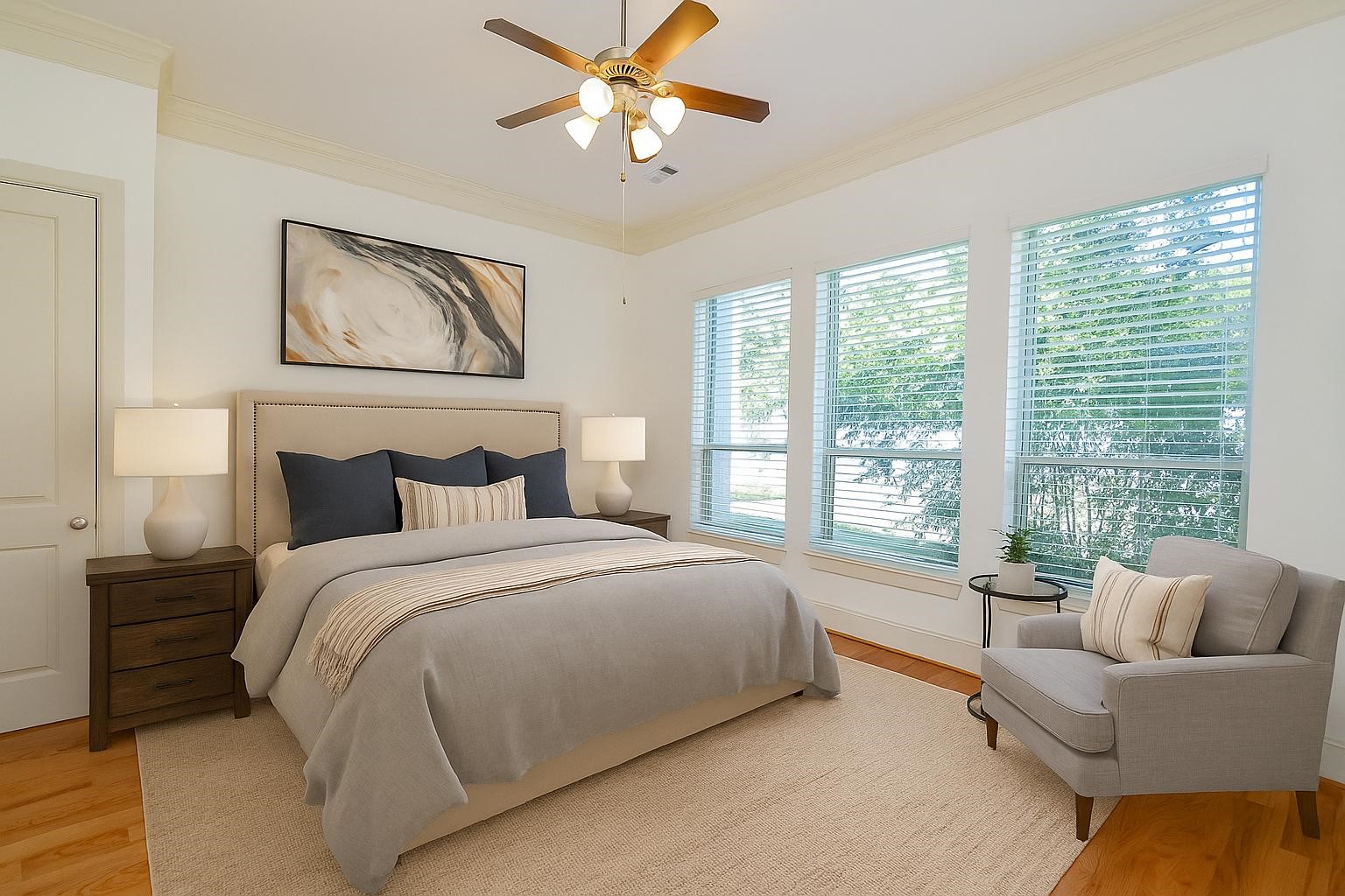 3302 Rochdale Street Houston, TX 77025 - Photo 20 of 49 a spacious bedroom with a bed and a couch