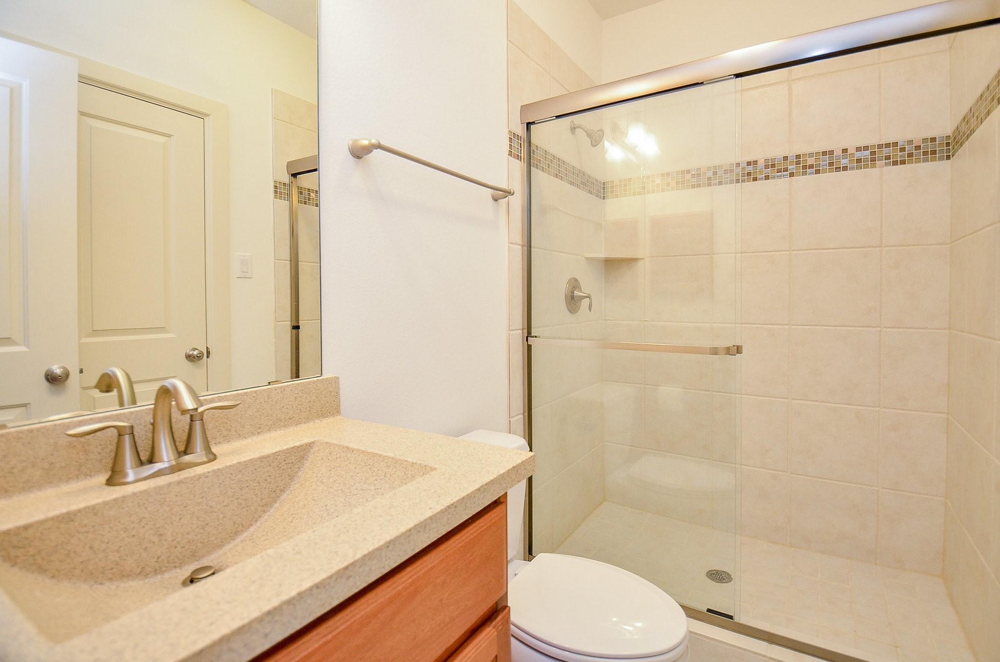 3302 Rochdale Street Houston, TX 77025 - Photo 35 of 49 a bathroom with a granite countertop sink toilet and shower