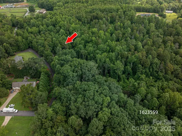 an aerial view of a yard