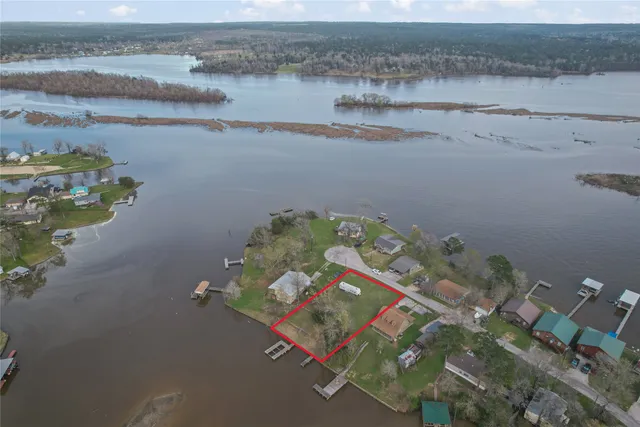 an aerial view of lake
