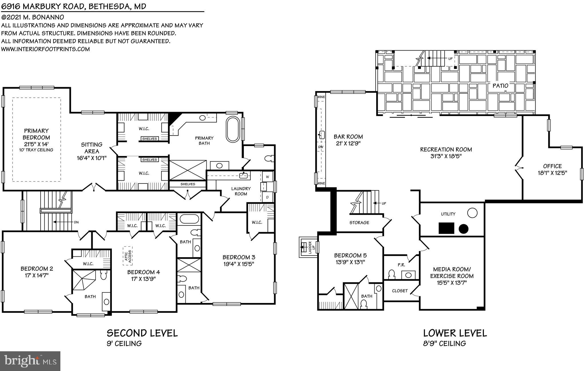 6916 Marbury Road Bethesda, MD 20817 - Photo 88 of 89 UPPER AND LOWER FLOOR FLOOR PLAN