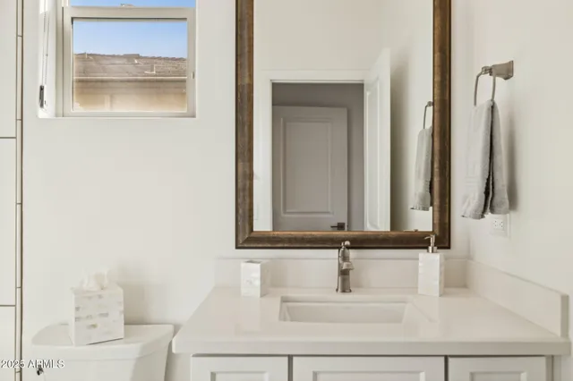 an aerial view of a house with big yard