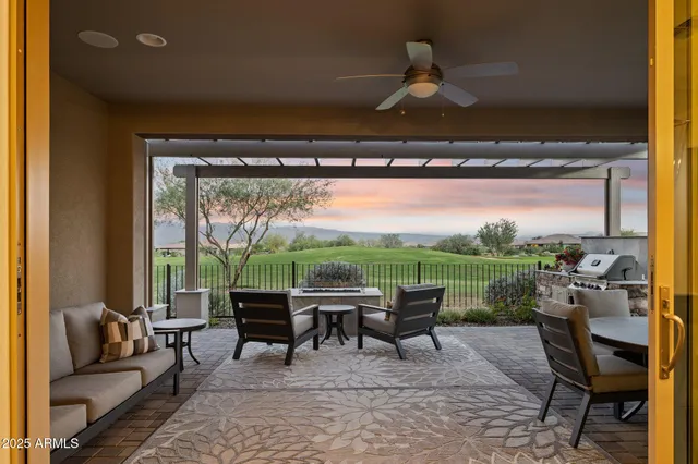 a view of outdoor space with seating area