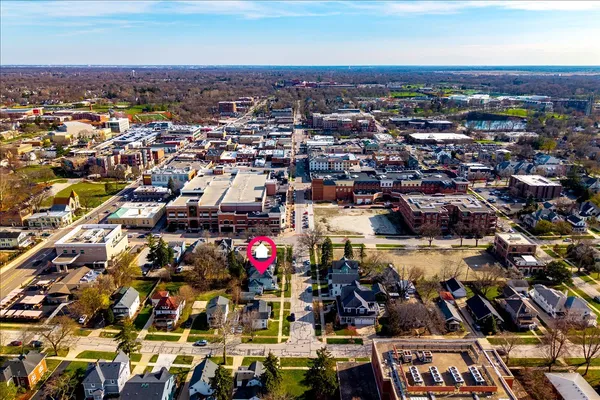 an aerial view of a city