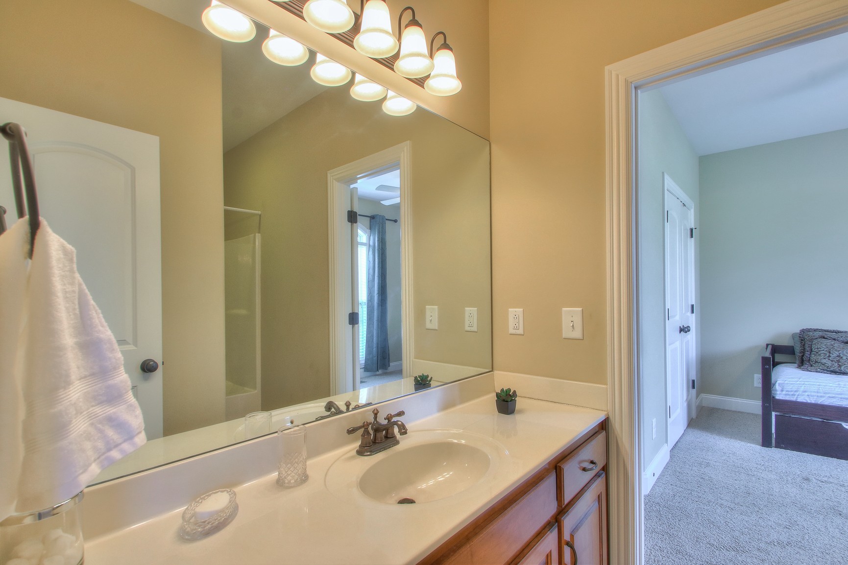 773 Sugar Flat Road Lebanon, TN 37087 - Photo 30 of 41 a bathroom with a sink a mirror and a shower