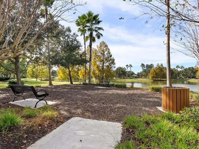 a view of a park with slides