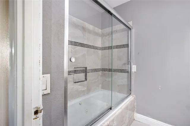 a bathroom with a bathtub