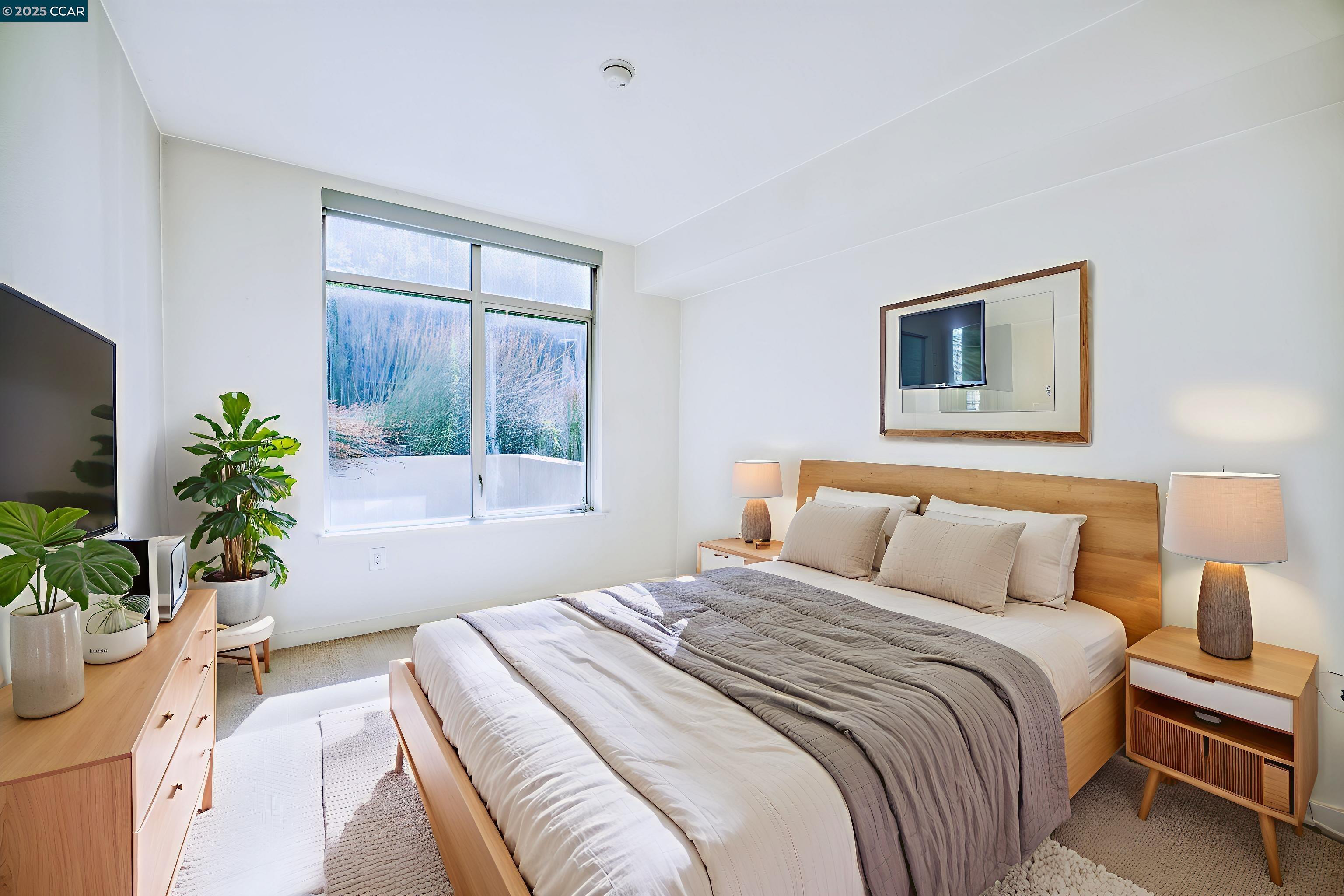 2655 Bush Street, Unit 110 San Francisco, CA 94115 - Photo 16 of 52 a bedroom with a bed and a potted plant