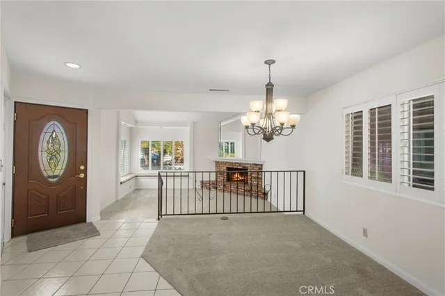 a view of a hallway with windows