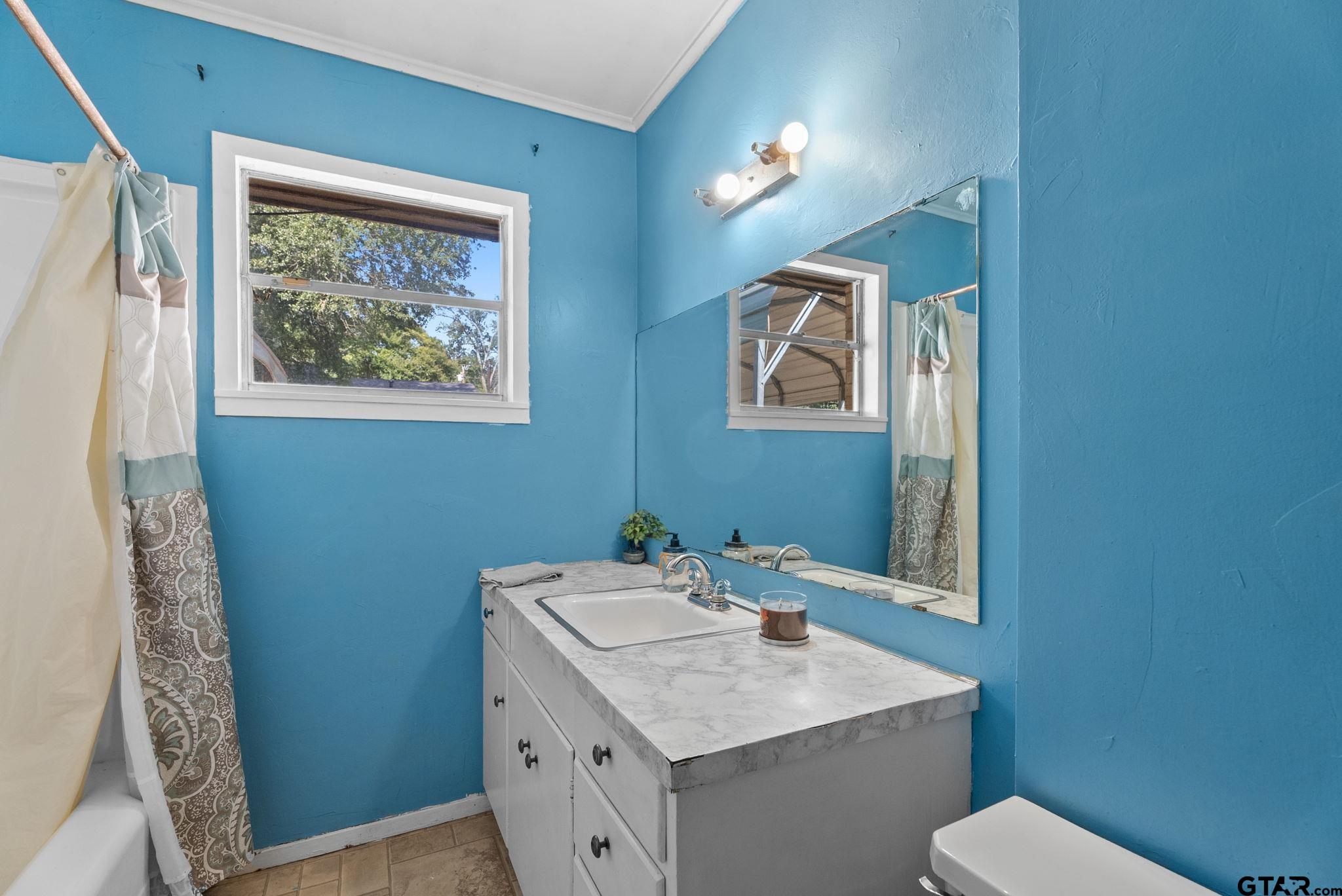 2002 Faulkner Street Tyler, TX 75701 - Photo 22 of 32 a bathroom with a sink vanity and toilet