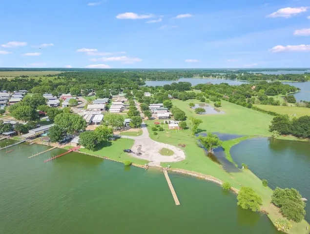 a view of a lake with a city