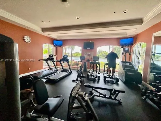 a view of a room with gym equipment