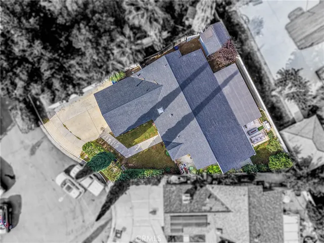 an aerial view of a house