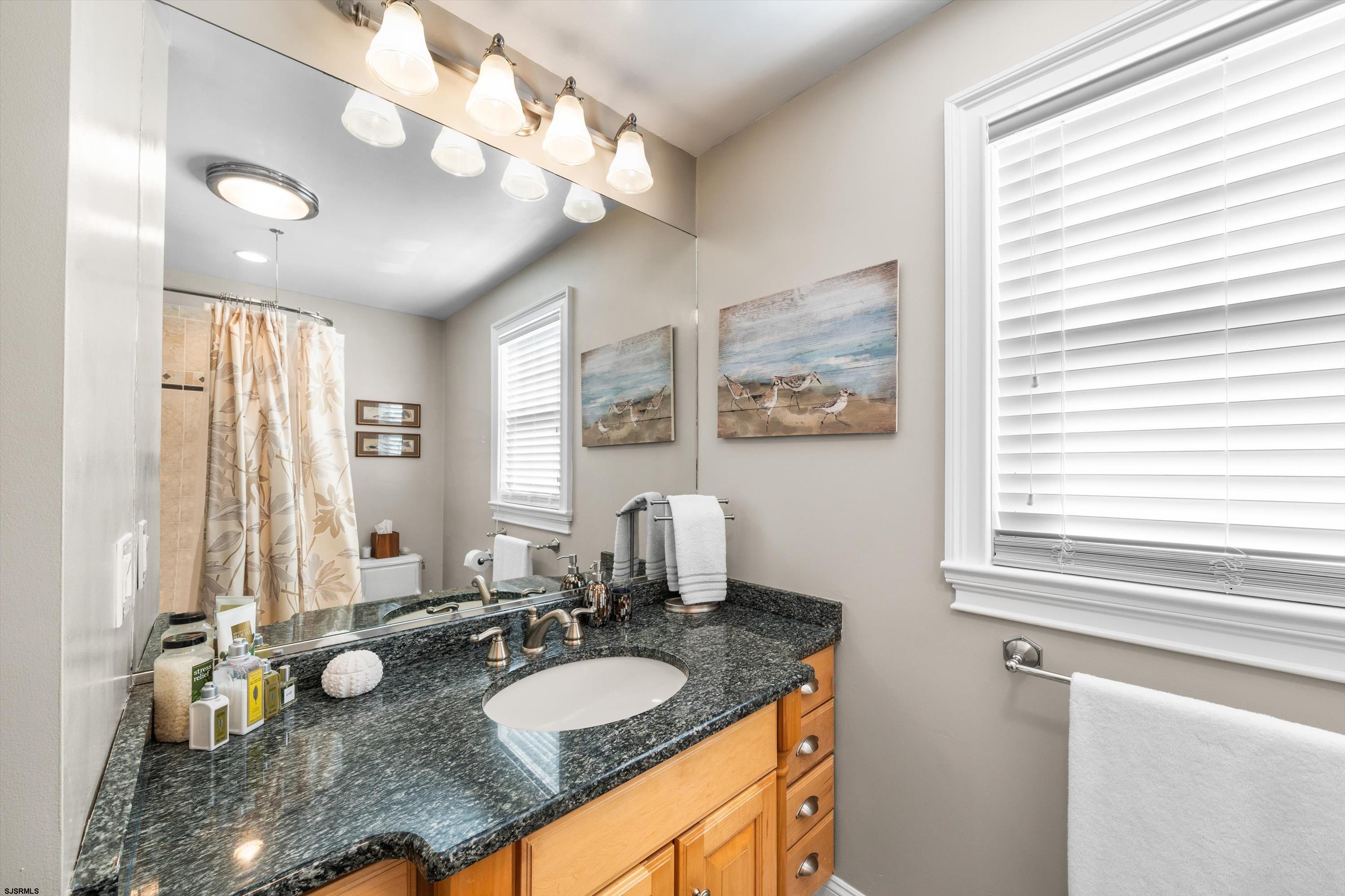 51 Simpson Road, Unit 2 Ocean City, NJ 08226 - Photo 24 of 43 a bathroom with a granite countertop sink a large mirror and a window