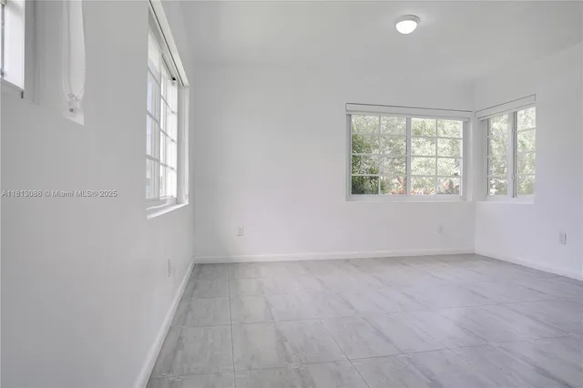 a view of a garden with a fountain