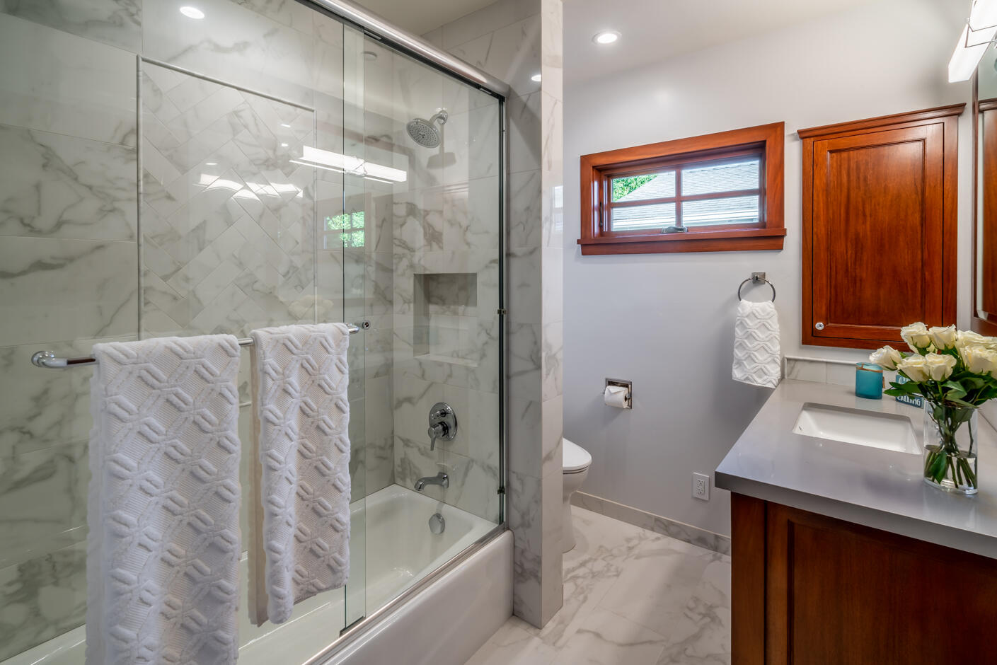 2162 East Valley Road Montecito, CA 93108 - Photo 15 of 23 a bathroom with a sink toilet and shower