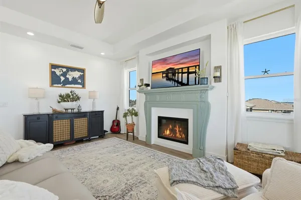 an aerial view of a parking space