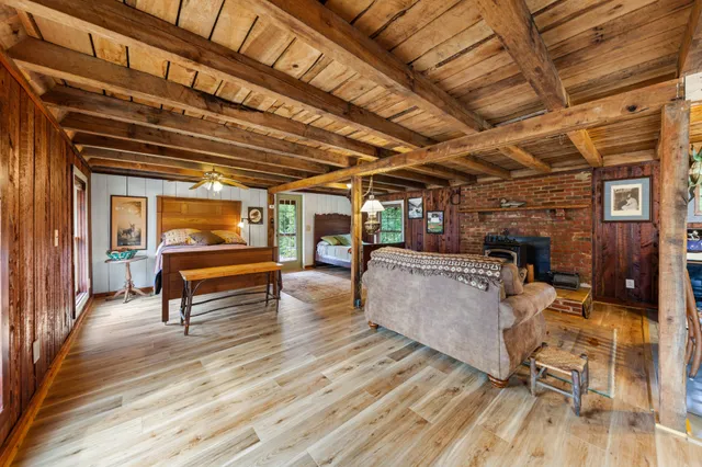 a view of a lake from a yard