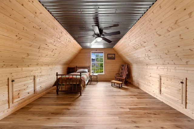 a view of a lake with a yard