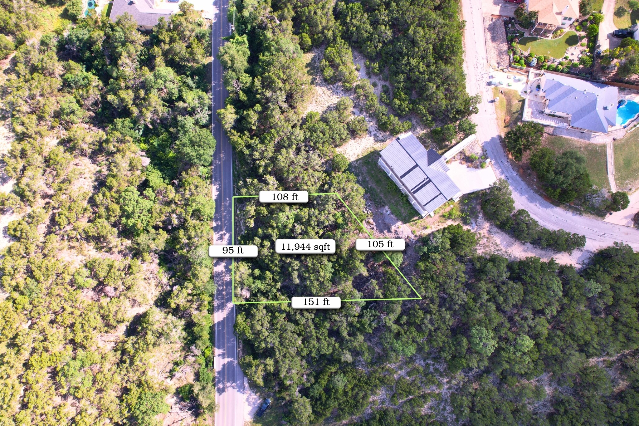 4500 Outpost Trace Leander, TX 78645 - Photo 3 of 13 An aerial perspective reveals a generously sized, wooded lot, perfectly situated for building your dream home.