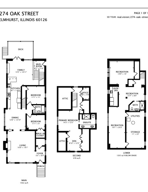 274 Oak Street Elmhurst, IL 60126 - Photo 31 of 31 a picture of a floor plan