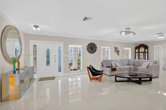 a living room with furniture