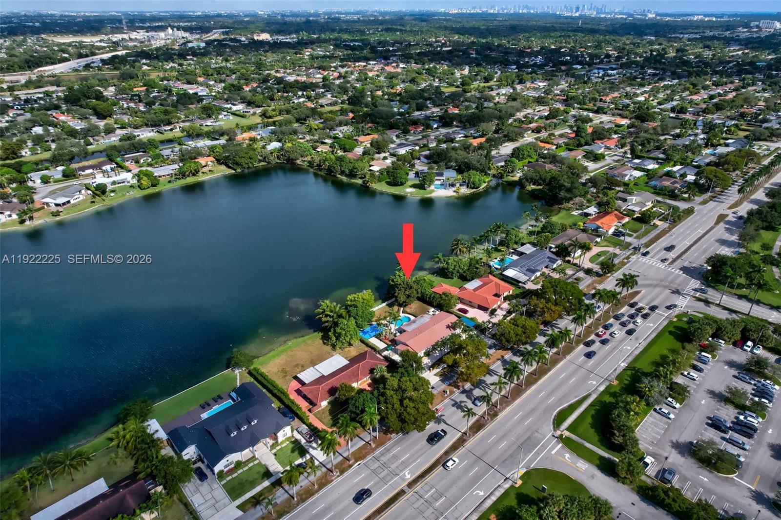 9261 Southwest 88th Street Miami, FL 33173 - Photo 51 of 55 an aerial view of a house with a lake view