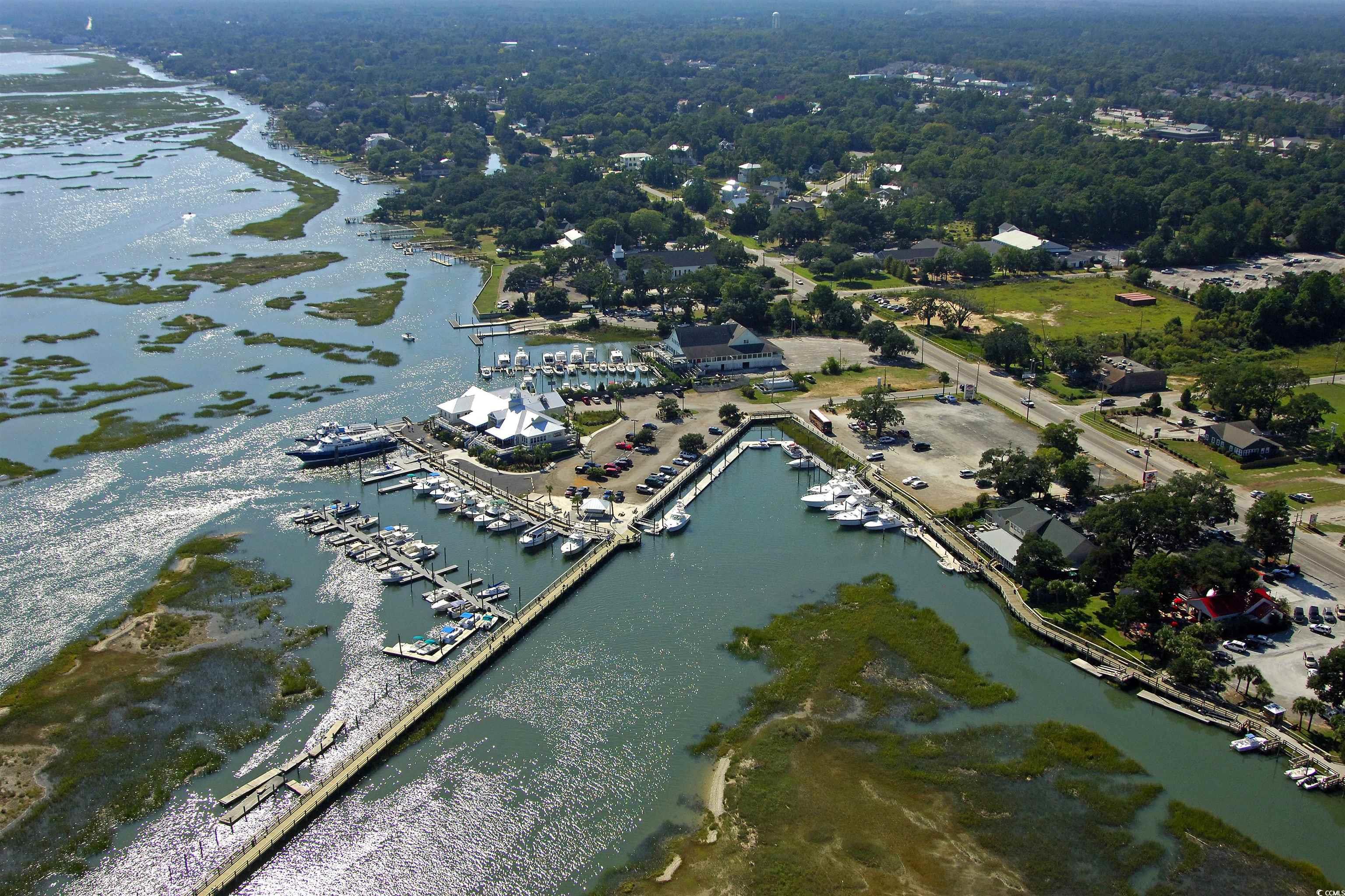 3800 Murrells Inlet Road Murrells Inlet, SC 29576 - Photo 21 of 22 Aerial view of property's location with a nearby body of water and a marina