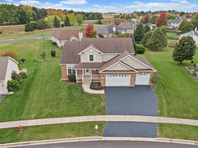 an aerial view of a house