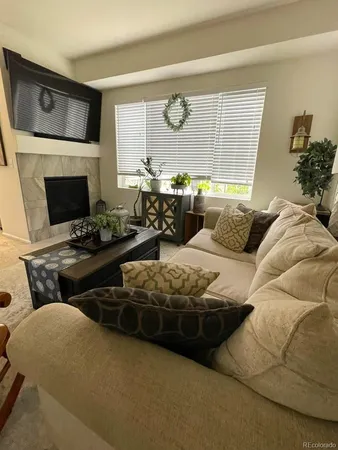 a living room with furniture rug and window