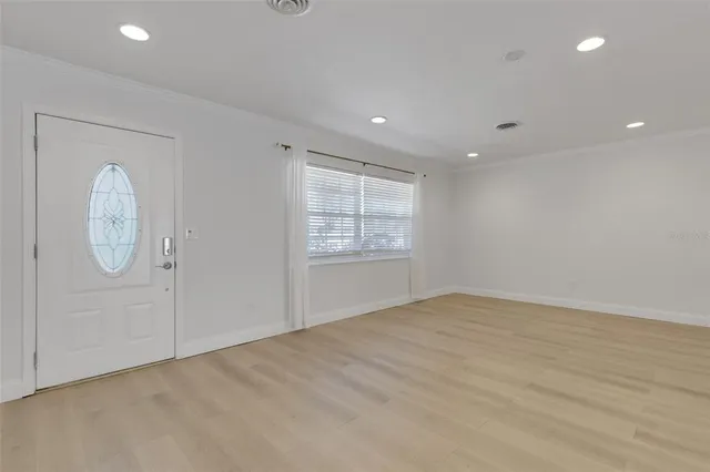 an empty room with windows