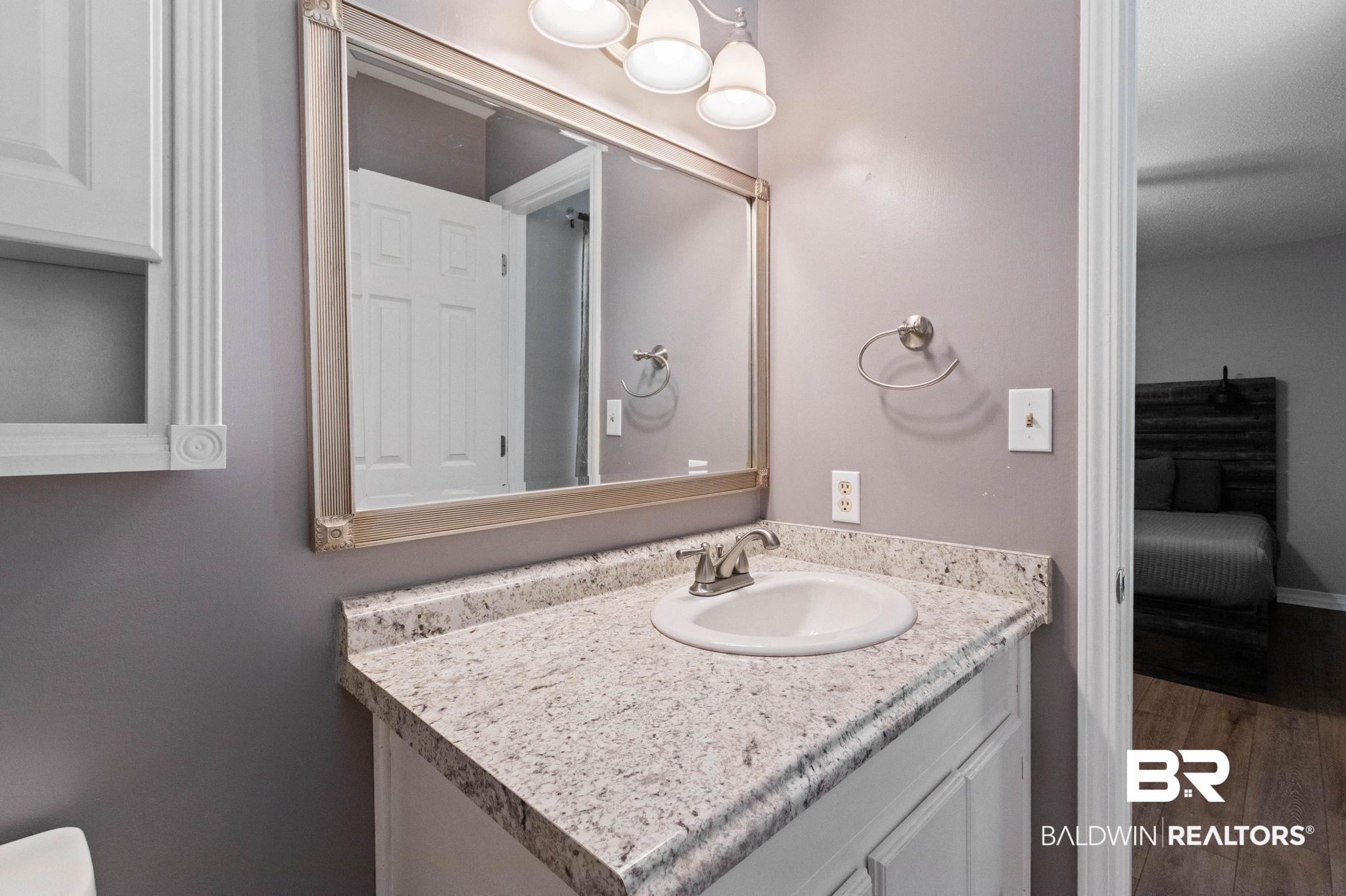 5366 Scanlan Way West Satsuma, AL 36572 - Photo 17 of 43 Bathroom featuring vanity and dark wood finished floors