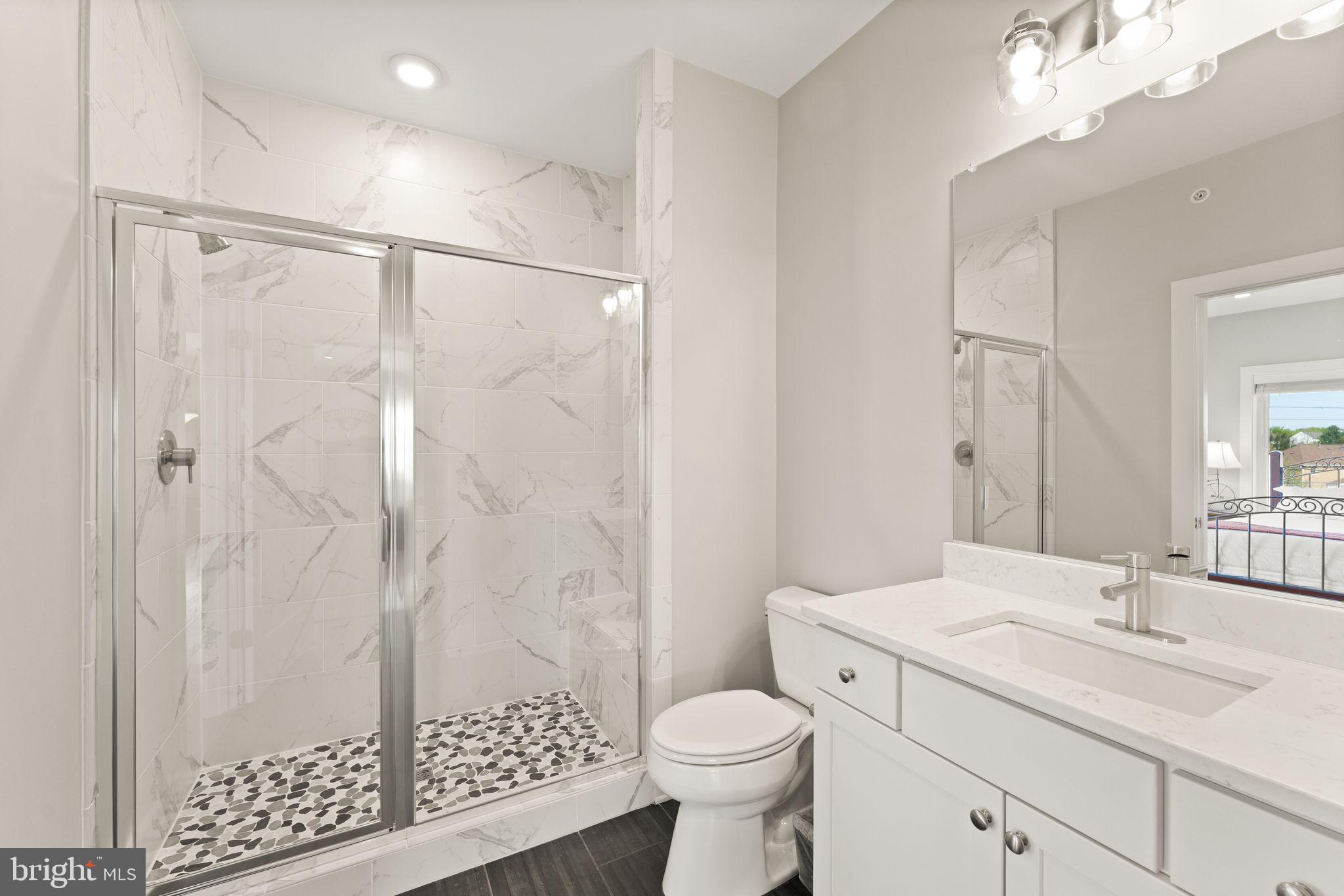 20052 Old Line Terrace Ashburn, VA 20147 - Photo 52 of 67 a bathroom with a sink toilet a mirror and shower