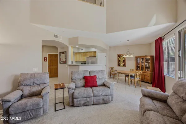 a view of a livingroom with an empty space and workspace
