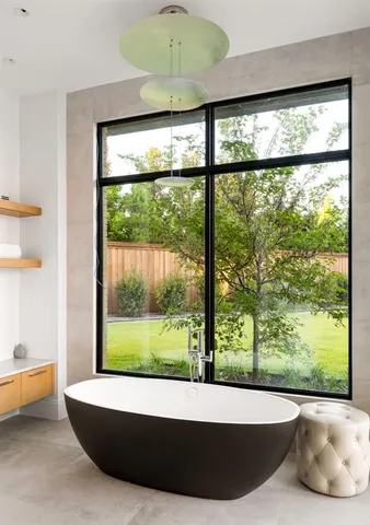 a view of a large window with a outdoor space