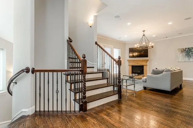 a view of livingroom with furniture and stairs