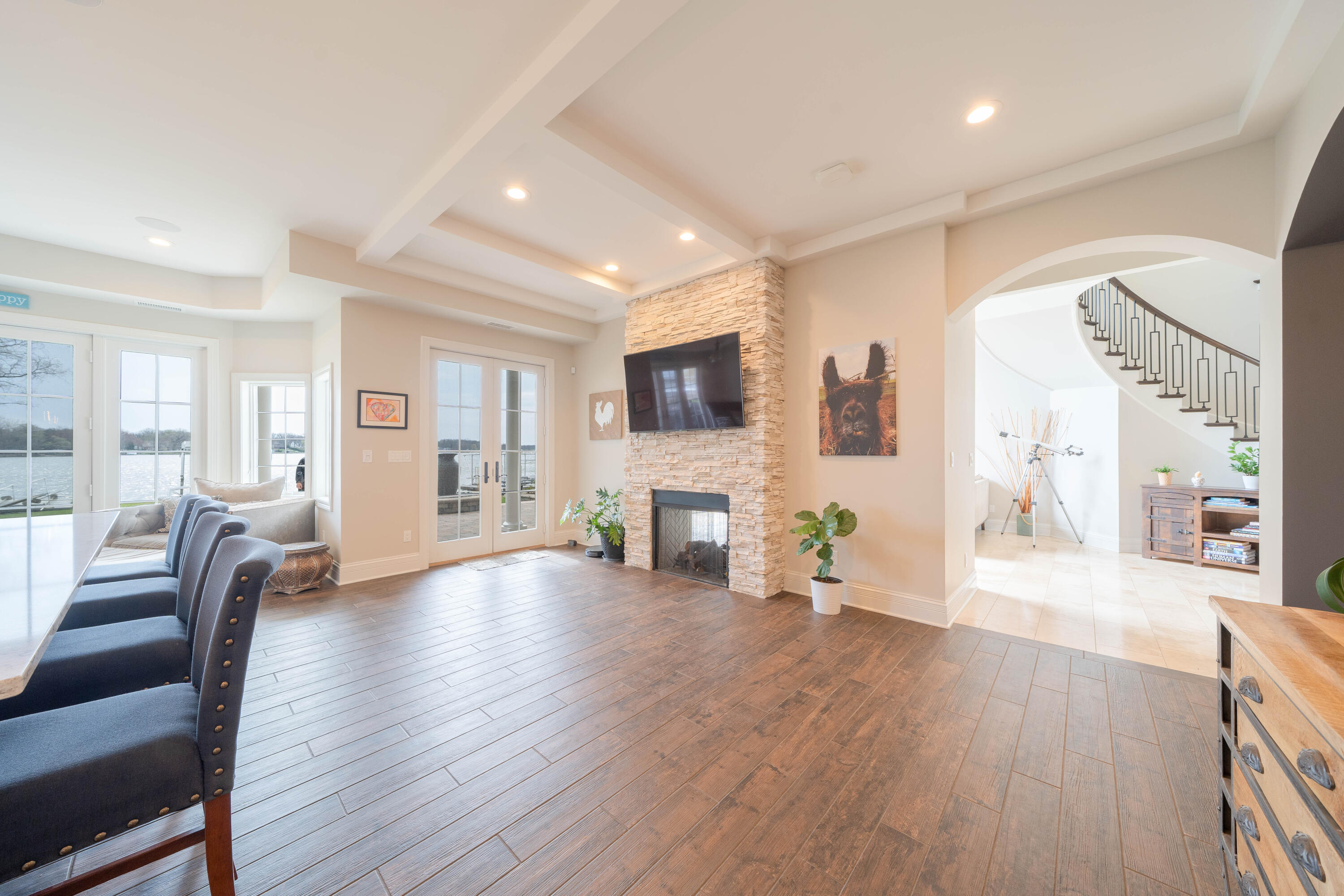 13941 Lakeview Point Road Cedar Lake, IN 46303 - Photo 10 of 64 a living room with fireplace furniture and a wooden floor