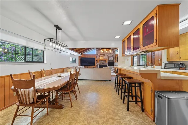 a outdoor dining space with furniture and outdoor view