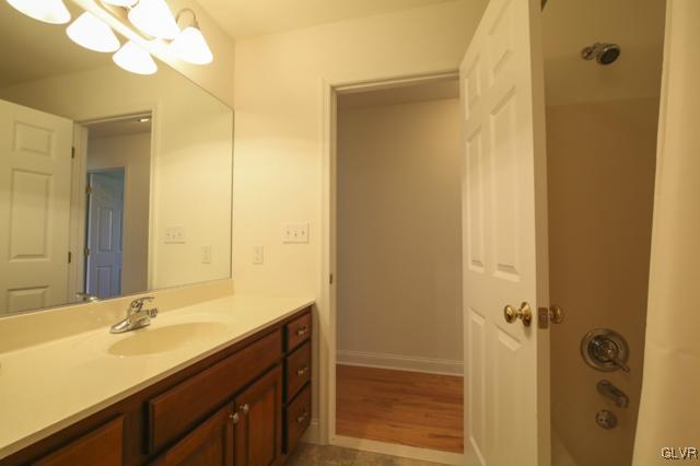 297 Meyer Road Nazareth, PA 18064 - Photo 36 of 41 a bathroom with a double vanity sink a mirror and a shower
