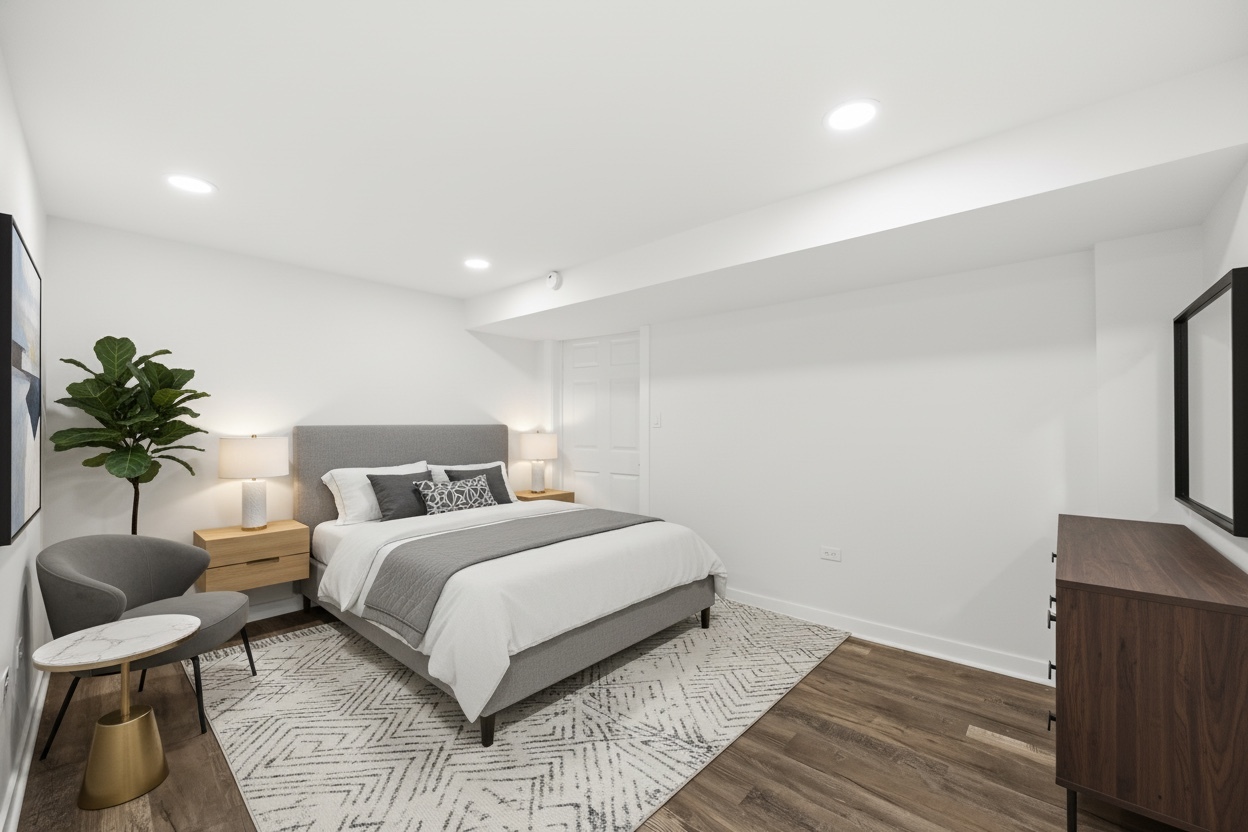 7832 South Paxton Avenue Chicago, IL 60649 - Photo 37 of 59 a bedroom with a bed and a potted plant