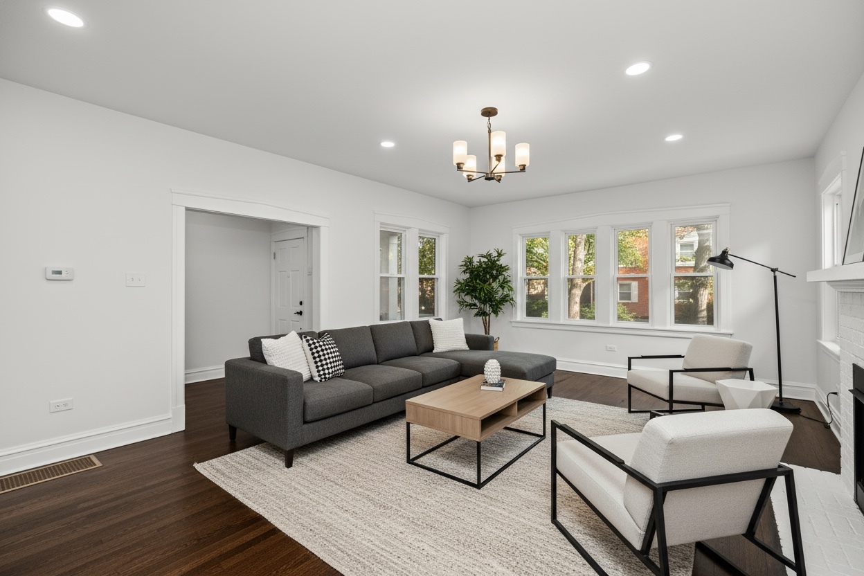 7832 South Paxton Avenue Chicago, IL 60649 - Photo 6 of 59 a living room with furniture and a wooden floor