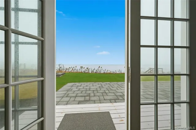 a view of a balcony from door